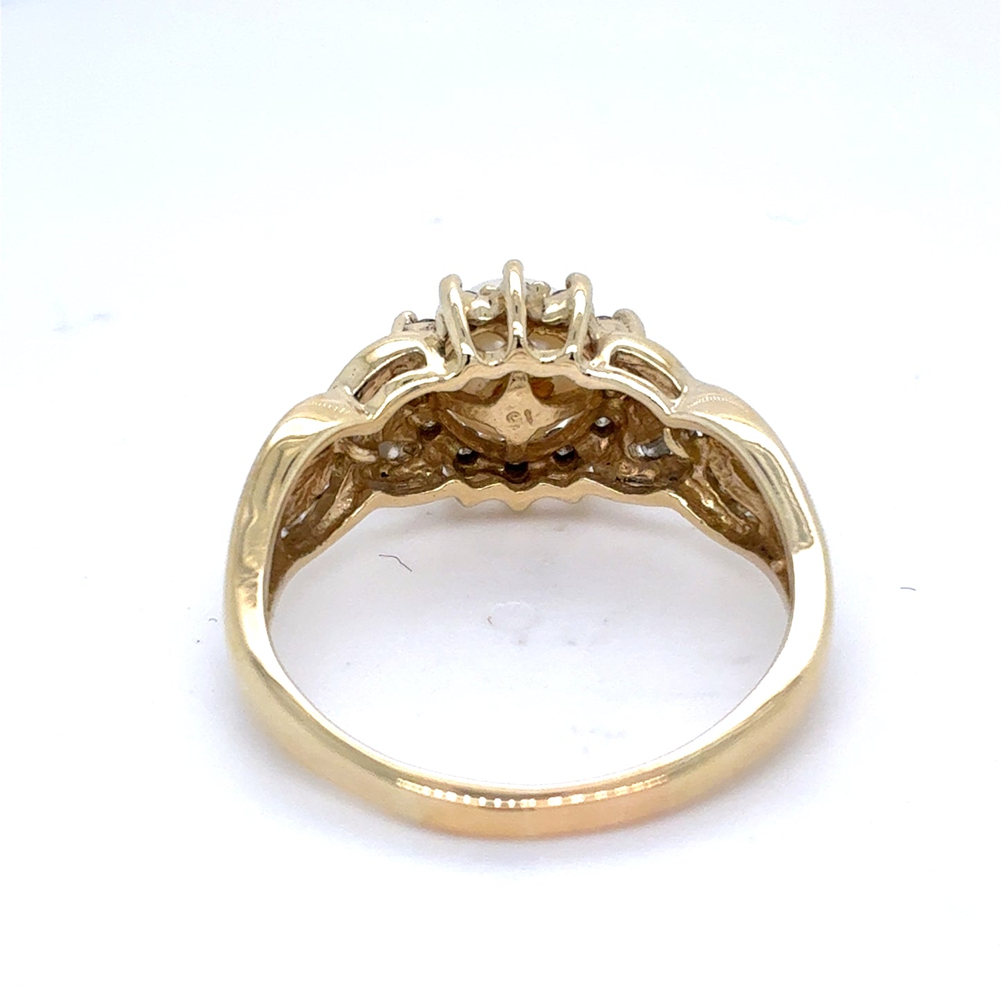 14K Yellow Gold Natural Pearl & Diamond Halo Fashion Ring | Round Akoya Pearl & Round 0.45 TCW, I I1, Size 10