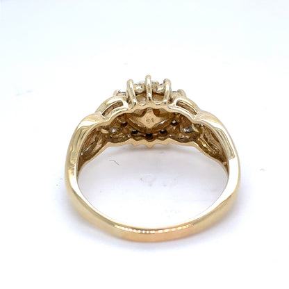 14K Yellow Gold Natural Pearl & Diamond Halo Fashion Ring | Round Akoya Pearl & Round 0.45 TCW, I I1, Size 10