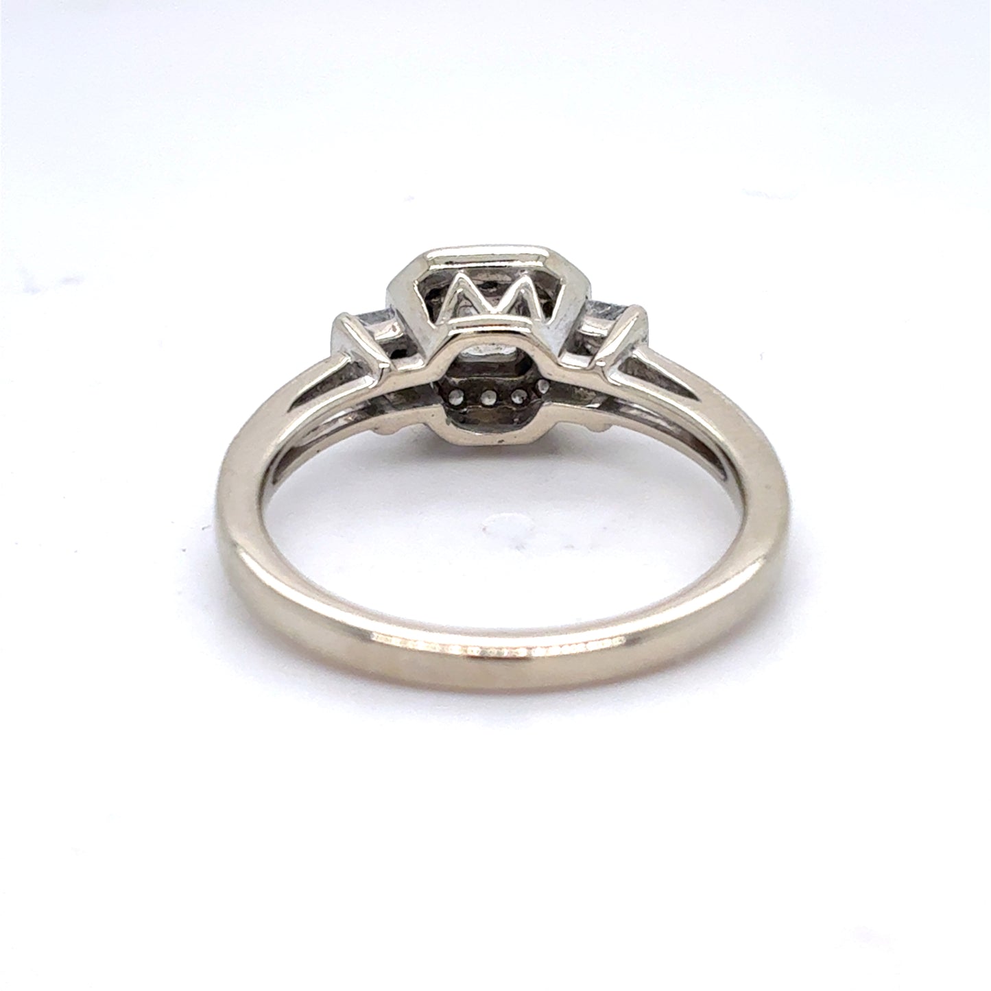 14K White Gold Natural Diamond Princess Cut Halo Engagement Ring | Princess & Round 0.68 TCW, G-H VS2-SI1, Size 7