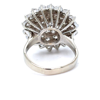 10K White Gold Natural Diamond Cluster Cocktail Ring | Round Brilliant 3.09 TCW, H-I SI1-SI2, Size 7