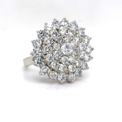 10K White Gold Natural Diamond Cluster Cocktail Ring | Round Brilliant 3.09 TCW, H-I SI1-SI2, Size 7
