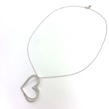 10K White Gold Vera Wang Large Heart Pendant Necklace | 18 Inches, 0.5 CTW Diamonds