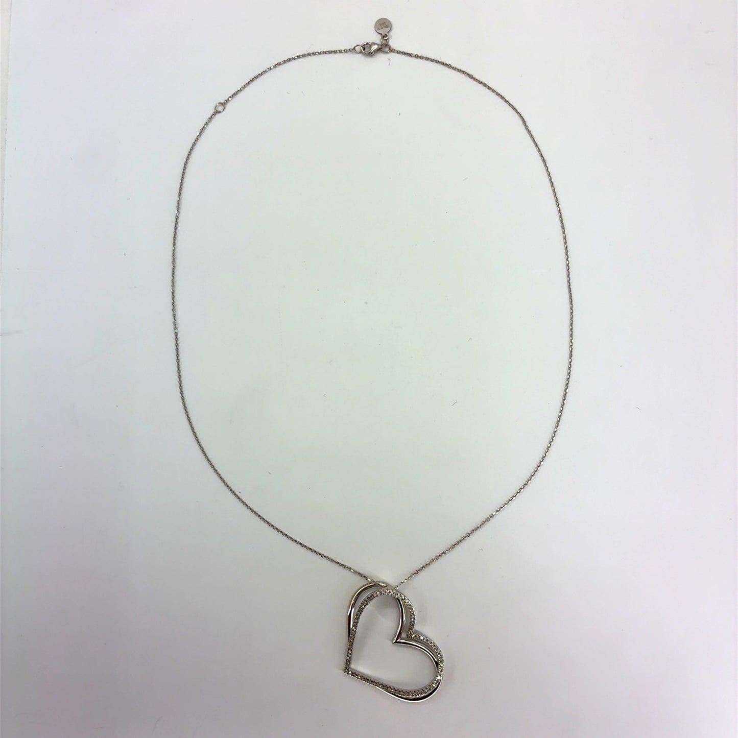 10K White Gold Vera Wang Large Heart Pendant Necklace | 18 Inches, 0.5 CTW Diamonds