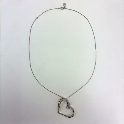 10K White Gold Vera Wang Large Heart Pendant Necklace | 18 Inches, 0.5 CTW Diamonds