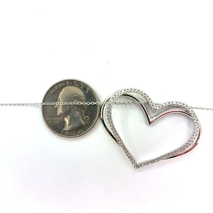 10K White Gold Vera Wang Large Heart Pendant Necklace | 18 Inches, 0.5 CTW Diamonds