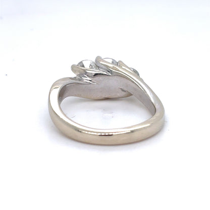 14K White Gold Natural Diamond Three-Stone Ring | Round 1.36 TCW, G-H SI1-SI2, Size 7