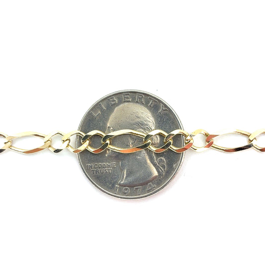 10K Yellow Gold Solid Classic Figaro Necklace | 26 Inches, 5.2mm, 11.70 grams