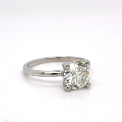 Platinum Natural Diamond Solitaire Ring | Round 1.90 CTW, J VS1, Size 6.5