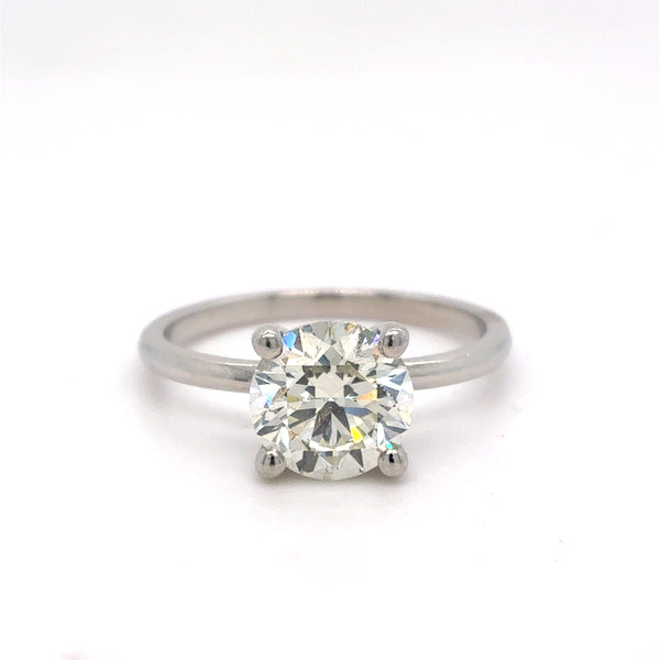 Platinum Natural Diamond Solitaire Ring | Round 1.90 CTW, J VS1, Size 6.5