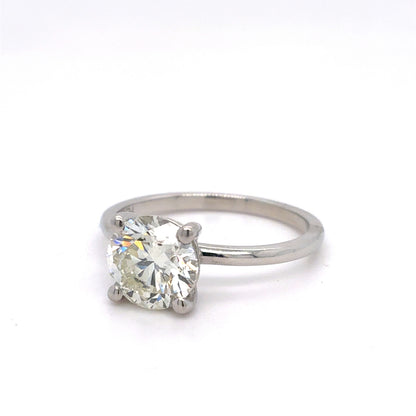 Platinum Natural Diamond Solitaire Ring | Round 1.90 CTW, J VS1, Size 6.5