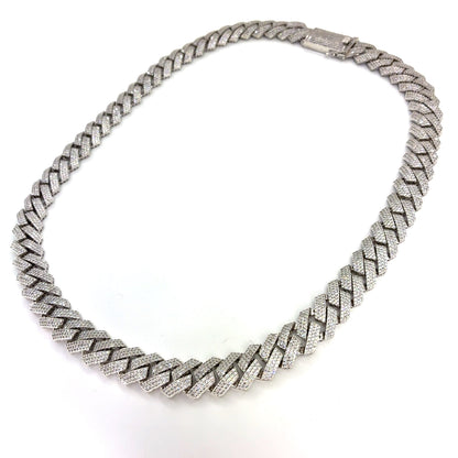 925 Sterling Silver CZ Monaco Chain Necklace | 22 Inches, 13.5mm, 75.40 grams