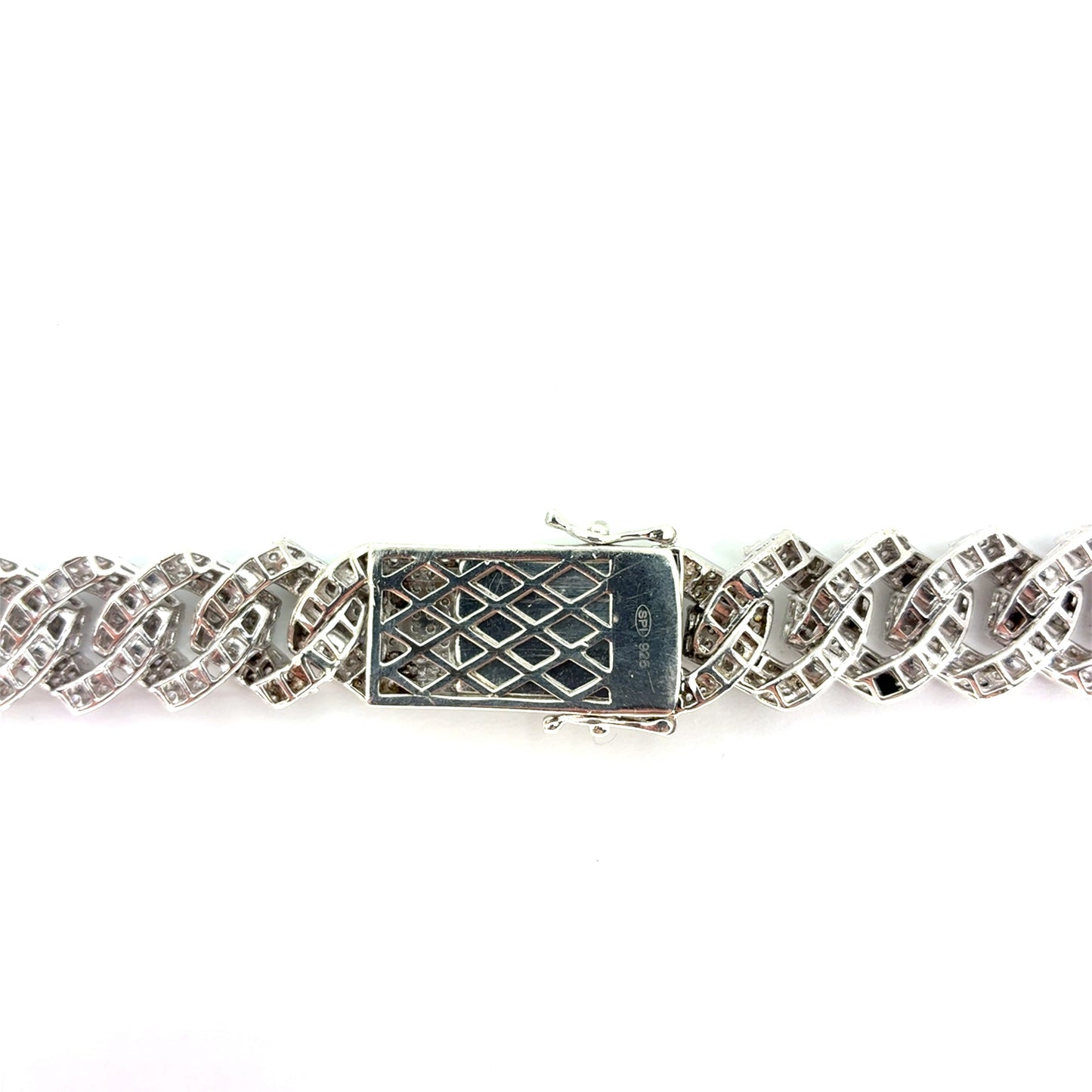 925 Sterling Silver CZ Monaco Chain Necklace | 22 Inches, 13.5mm, 75.40 grams