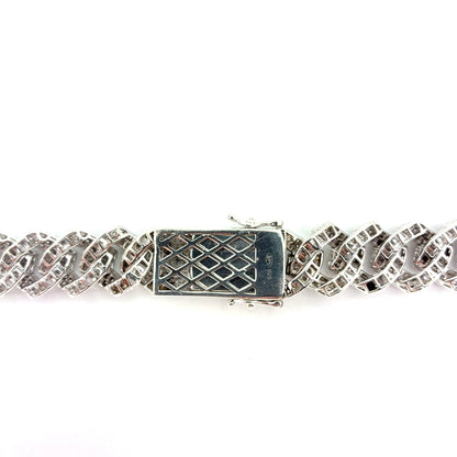 925 Sterling Silver CZ Monaco Chain Necklace | 22 Inches, 13.5mm, 75.40 grams