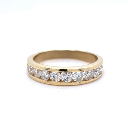 14K Yellow Gold Natural Diamond Channel Set Band Ring | Round 1.10 TCW, G-H I1, Size 7.5