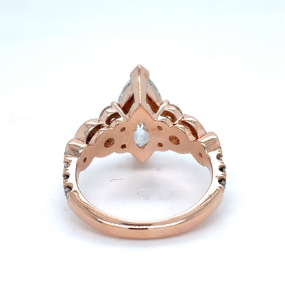 14K Rose Gold Lab Diamond Marquise Engagement Ring | Marquise & Round 3.19 TCW, F-H VS1-VS2, Size 6.5