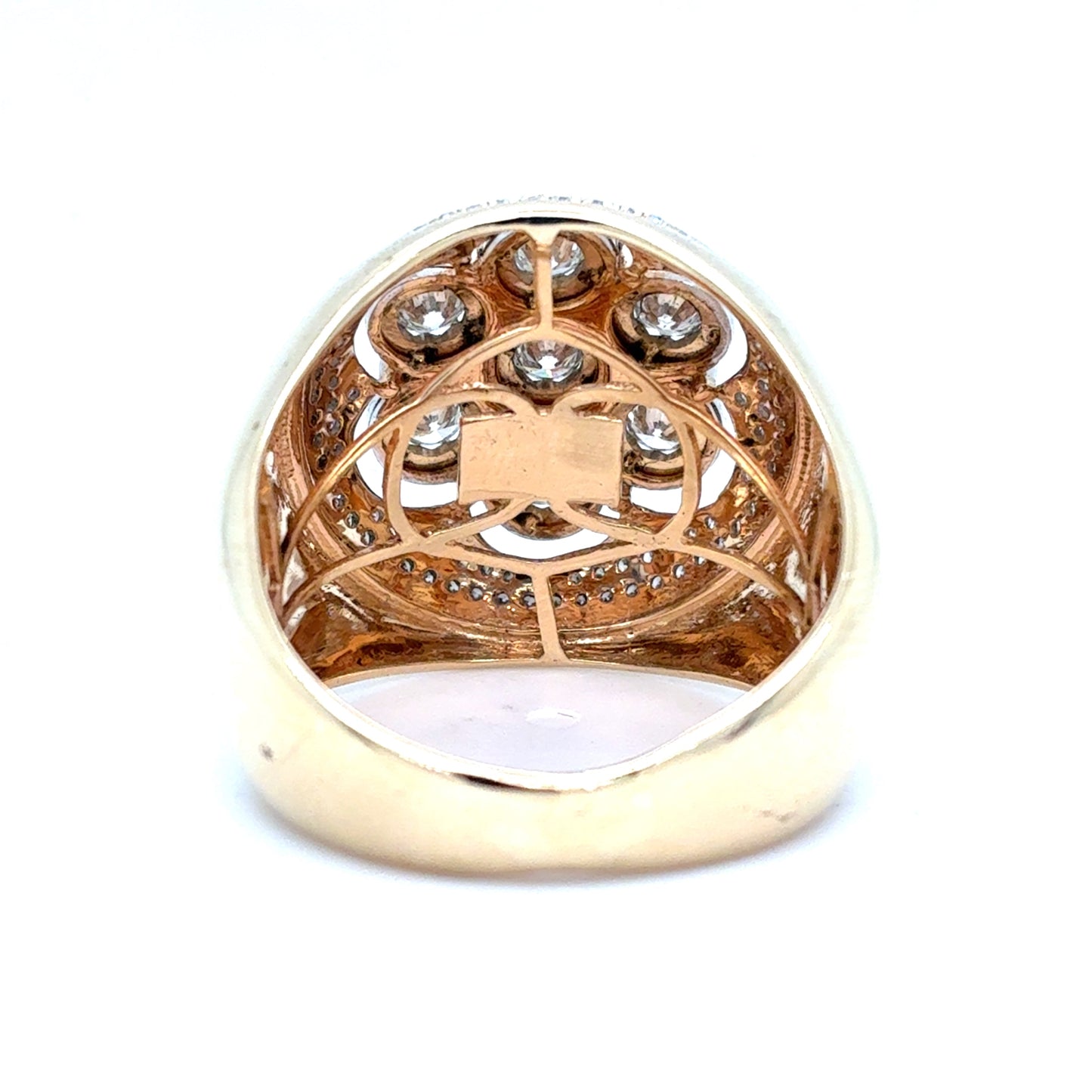 14K Yellow Gold Mens Natural Diamond Cluster Ring | Round Brilliant 1.11 TCW, H-J VS2-SI2, Size 8