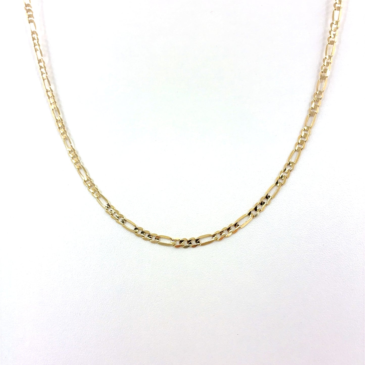 14K Yellow Gold Solid Concave Figaro Necklace | 22 Inches, 3.8mm, 9.60 grams