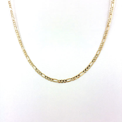 14K Yellow Gold Solid Concave Figaro Necklace | 22 Inches, 3.8mm, 9.60 grams