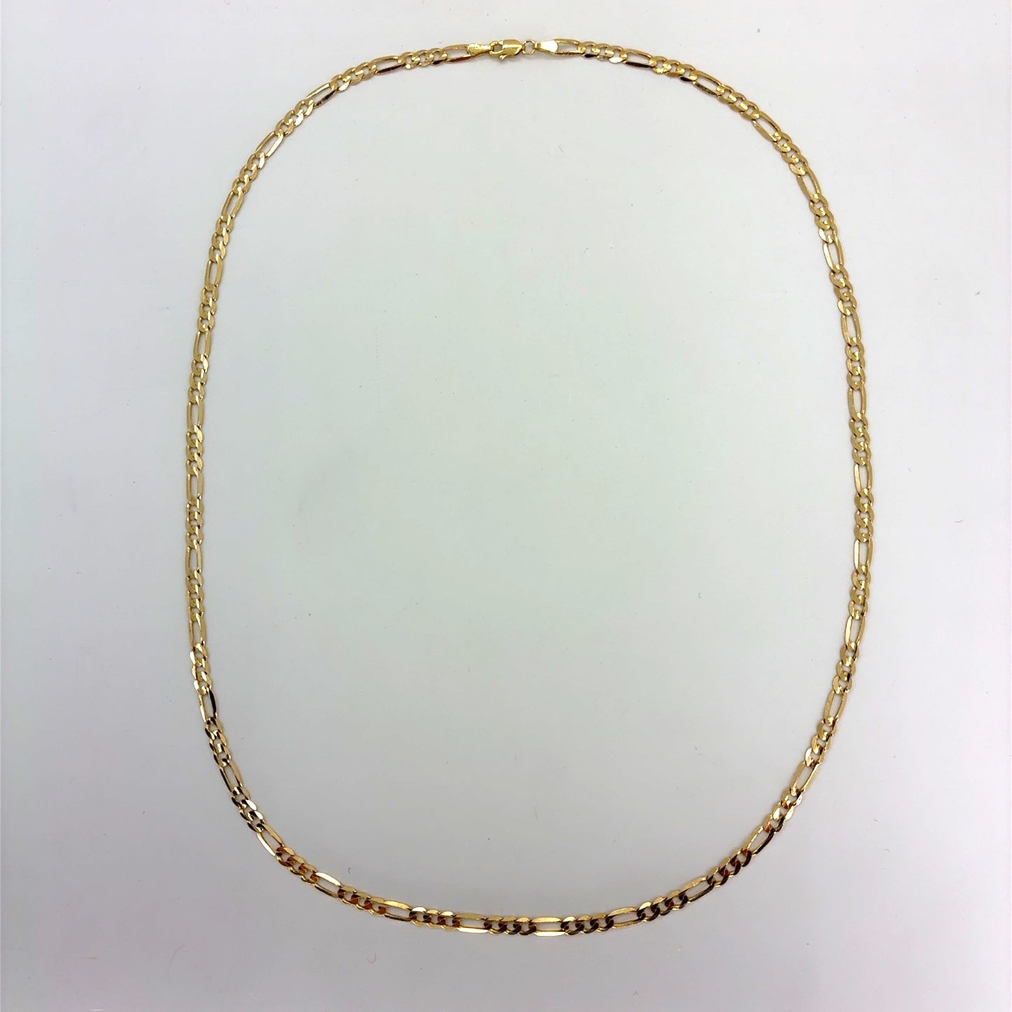 14K Yellow Gold Solid Concave Figaro Necklace | 22 Inches, 3.8mm, 9.60 grams