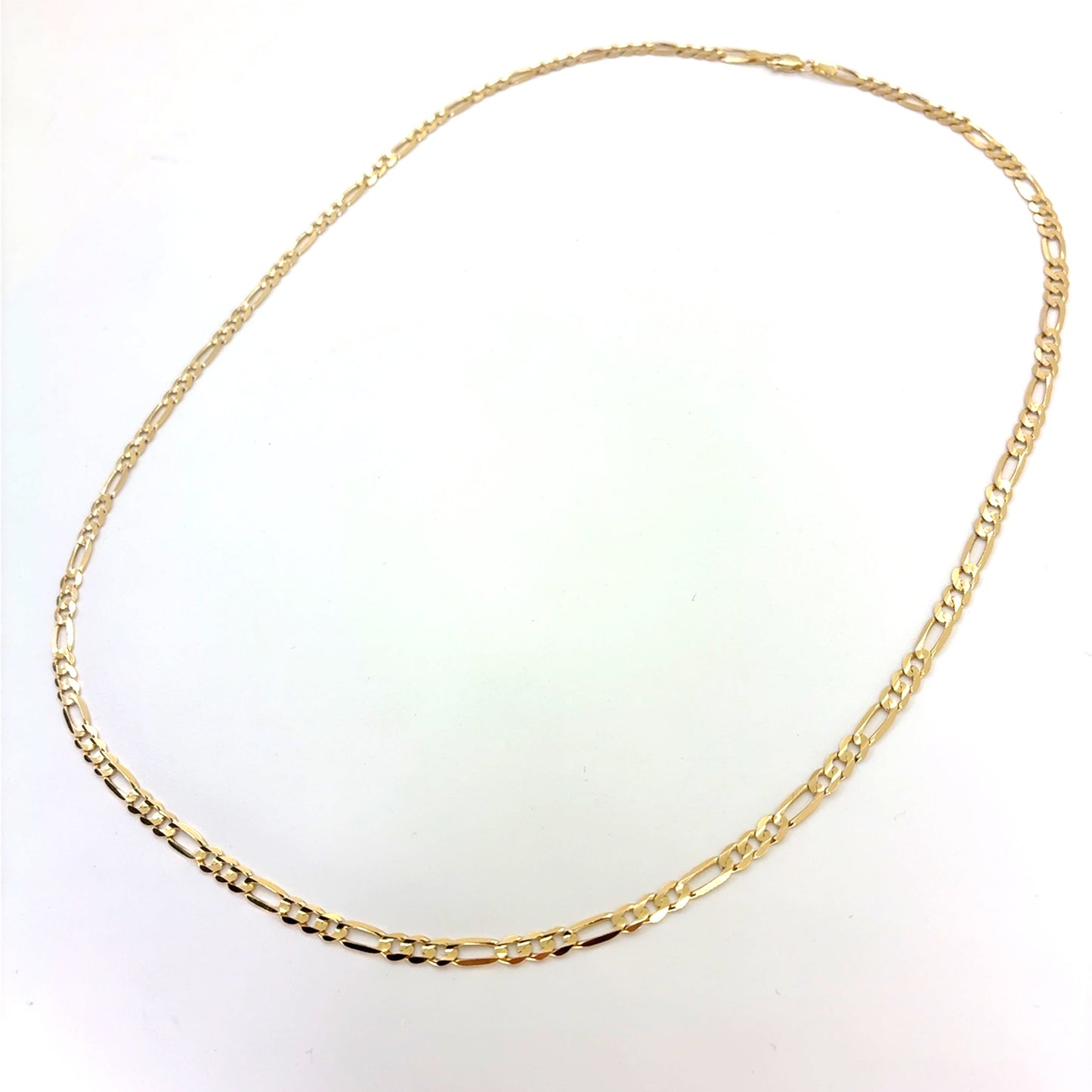 14K Yellow Gold Solid Concave Figaro Necklace | 22 Inches, 3.8mm, 9.60 grams
