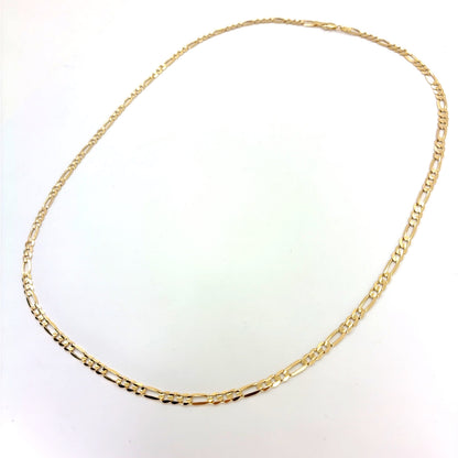 14K Yellow Gold Solid Concave Figaro Necklace | 22 Inches, 3.8mm, 9.60 grams