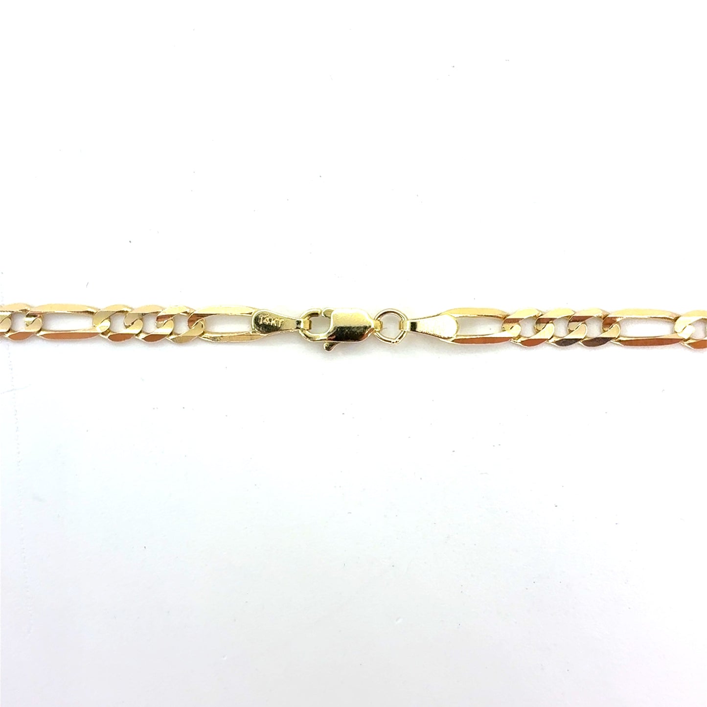14K Yellow Gold Solid Concave Figaro Necklace | 22 Inches, 3.8mm, 9.60 grams