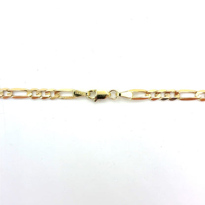 14K Yellow Gold Solid Concave Figaro Necklace | 22 Inches, 3.8mm, 9.60 grams