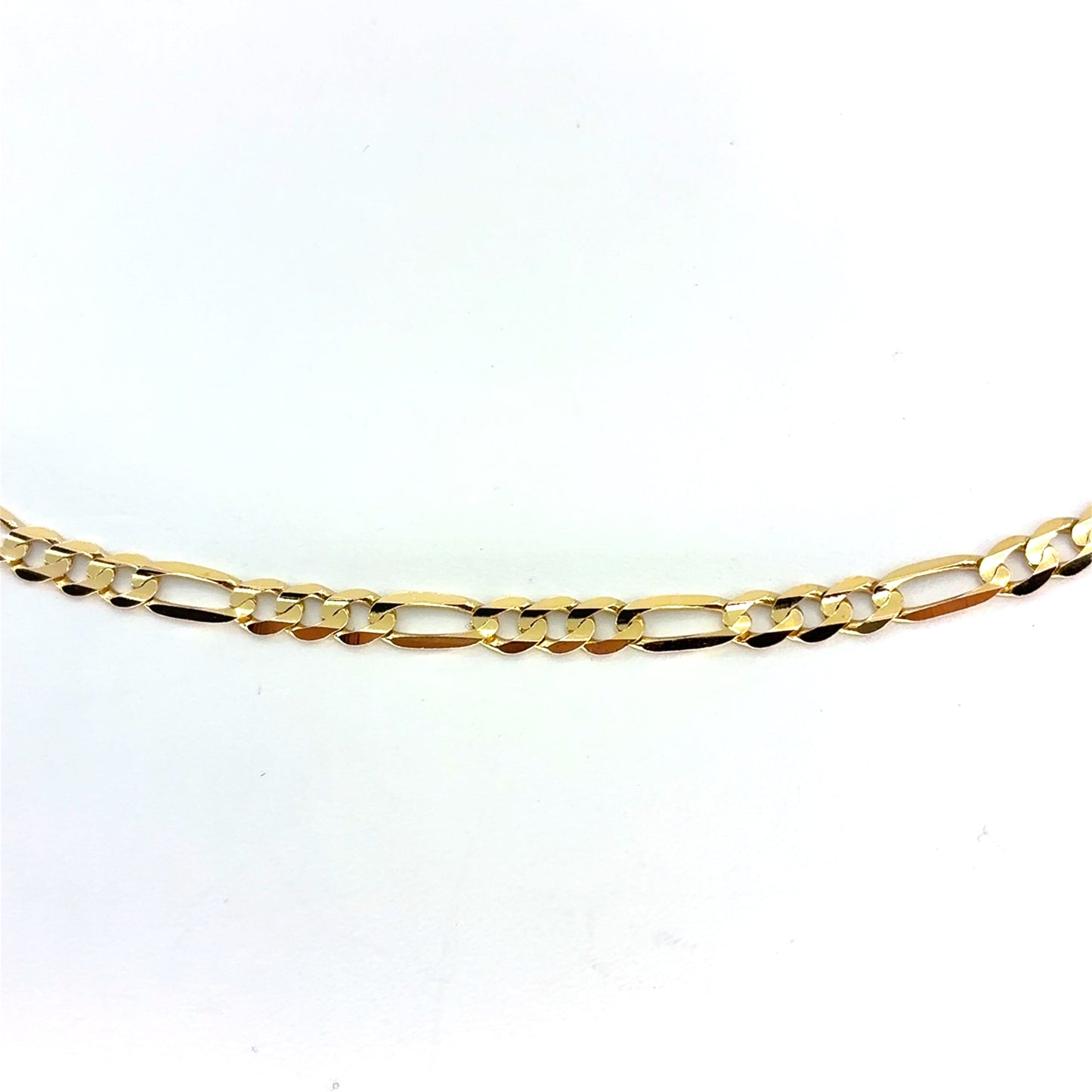 14K Yellow Gold Solid Concave Figaro Necklace | 22 Inches, 3.8mm, 9.60 grams