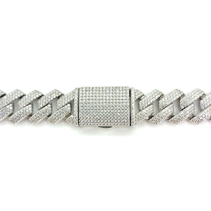 925 Sterling Silver CZ Monaco Cuban Necklace | 22 Inches, 12mm