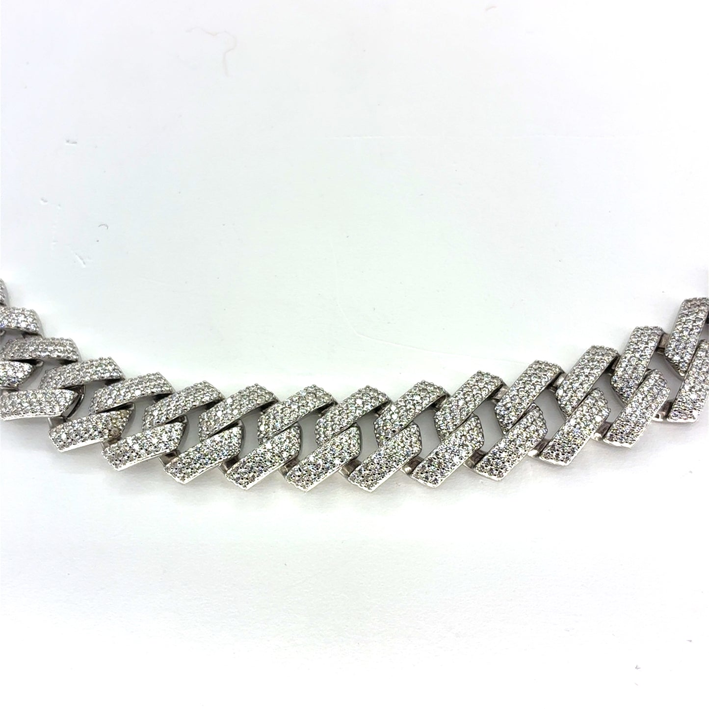 925 Sterling Silver CZ Monaco Cuban Necklace | 22 Inches, 12mm