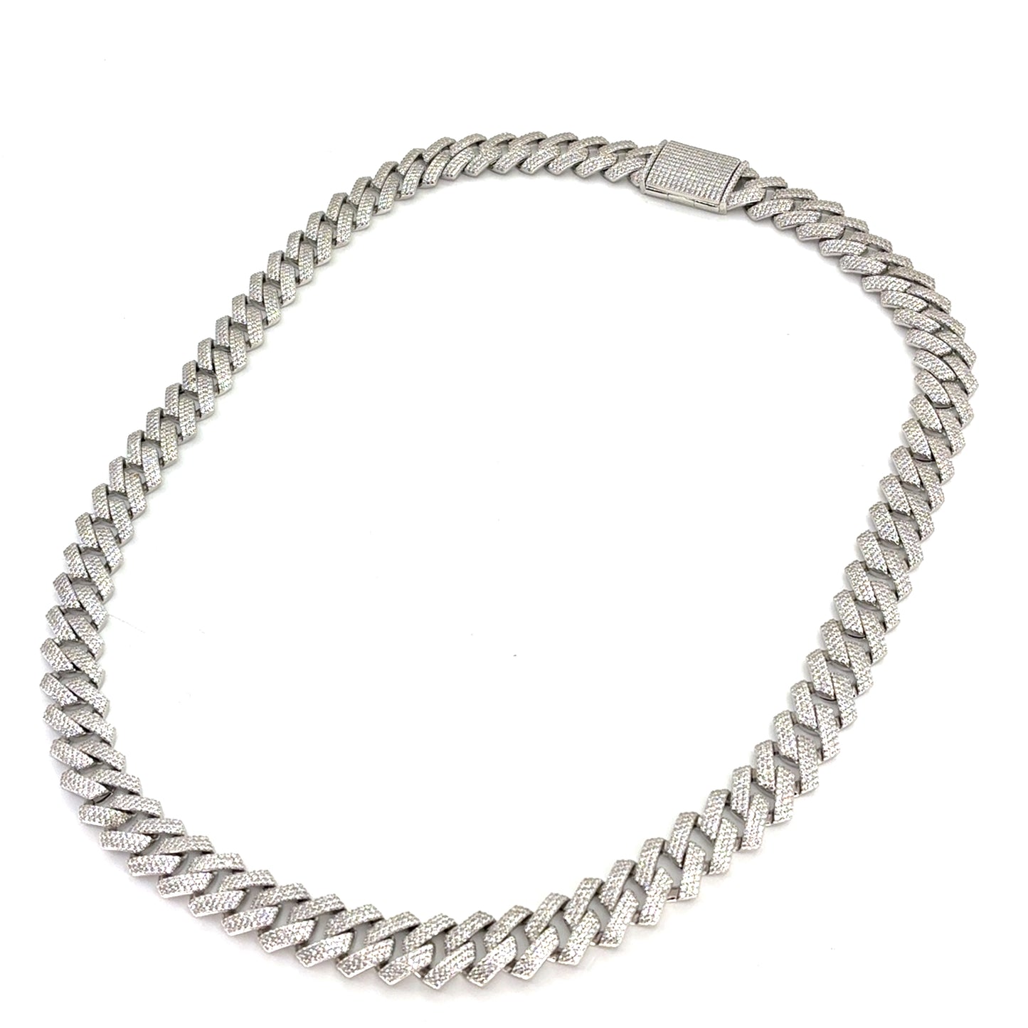 925 Sterling Silver CZ Monaco Cuban Necklace | 22 Inches, 12mm