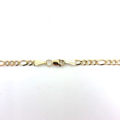 10K Yellow Gold Solid Figaro Necklace | 24 Inches, 3.4mm, 7.40 grams