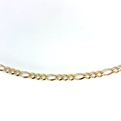 10K Yellow Gold Solid Figaro Necklace | 24 Inches, 3.4mm, 7.40 grams