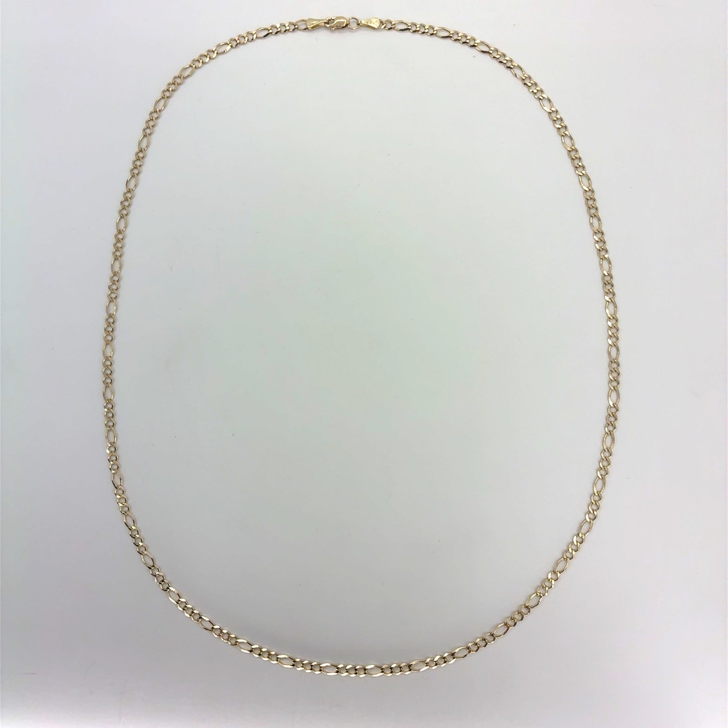 10K Yellow Gold Solid Figaro Necklace | 24 Inches, 3.4mm, 7.40 grams