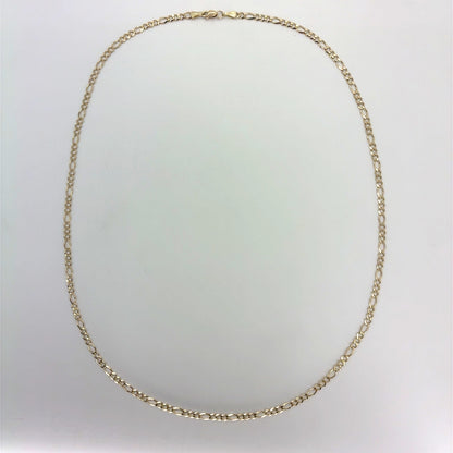 10K Yellow Gold Solid Figaro Necklace | 24 Inches, 3.4mm, 7.40 grams