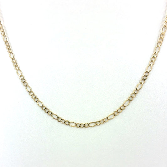 10K Yellow Gold Solid Figaro Necklace | 24 Inches, 3.4mm, 7.40 grams