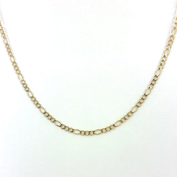 10K Yellow Gold Solid Figaro Necklace | 24 Inches, 3.4mm, 7.40 grams