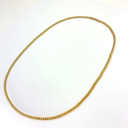 14K Yellow Gold Hollow Miami Cuban Necklace | 22 Inches, 3.7mm, 9.10 grams