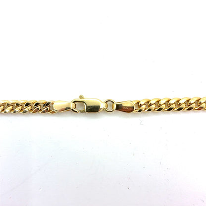 14K Yellow Gold Hollow Miami Cuban Necklace | 22 Inches, 3.7mm, 9.10 grams