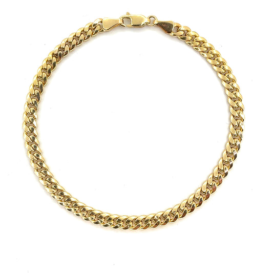 14K Yellow Gold Hollow Miami Cuban Bracelet | 8 Inches, 4.6mm, 5.10 grams