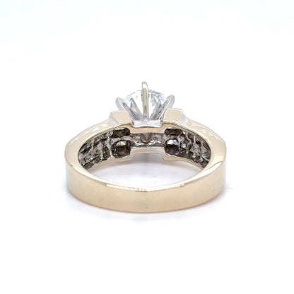 18K White Gold Natural Diamond 2.07ct Solitaire Ring  | Round & Princess 3.07 TCW, E I1 , Size 5.5