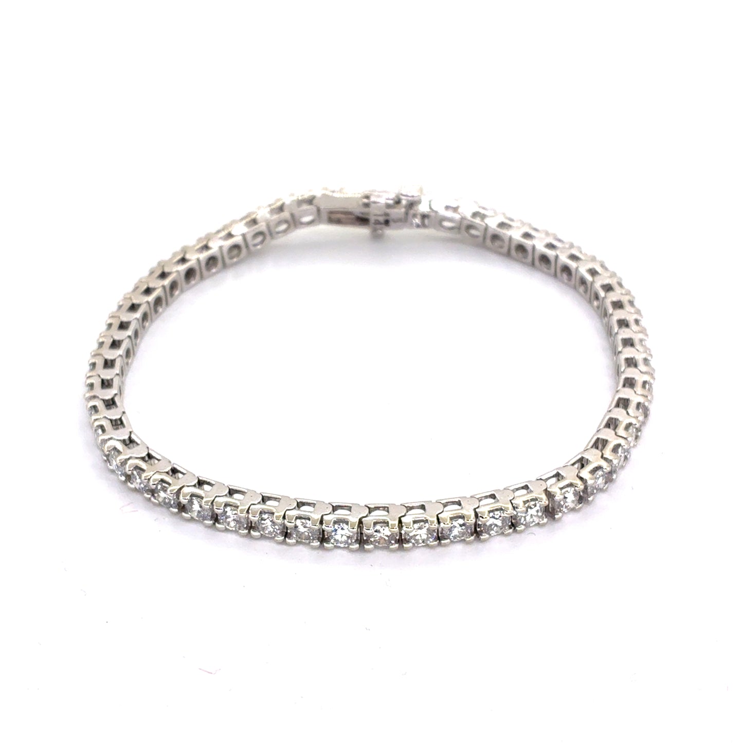 14K White Gold Natural Diamond Tennis Bracelet | Round 4.40 TCW, G-H SI2-I1, 7 Inch