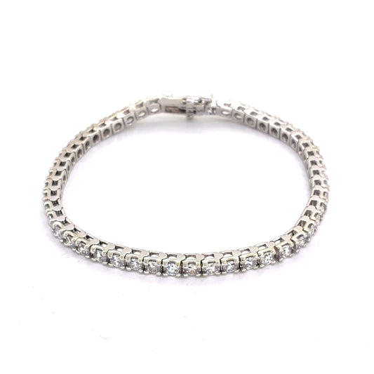 14K White Gold Natural Diamond Tennis Bracelet | Round 4.40 TCW, G-H SI2-I1, 7 Inch
