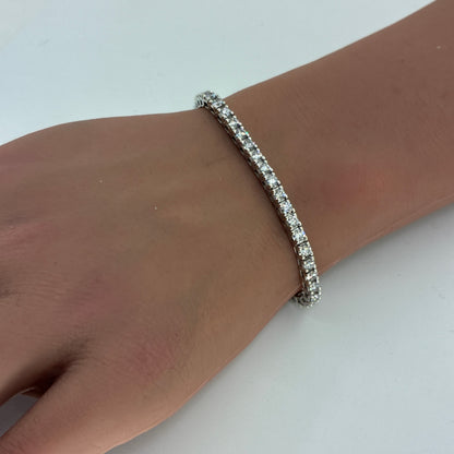 14K White Gold Natural Diamond Tennis Bracelet | Round 4.40 TCW, G-H SI2-I1, 7 Inch