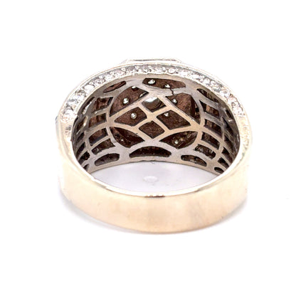 14K White Gold Men's Natural Diamond Octagonal Cluster Ring | Round 2.28 TCW, H-I I1