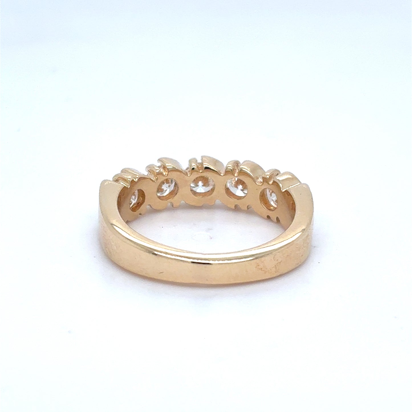 14K Yellow Gold Natural Diamond Five Stone Half Band Ring | Round 1.00 TCW, G-H VVS2-VS1, Size 5