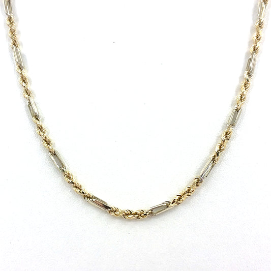 14K Two Tone Gold Solid Milano Necklace | 22 Inches, 3.5mm, 13.7 grams