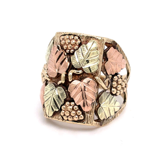 10K Tricolor Gold Black Hills Gold Ring | Size 9.5, 7.3 grams