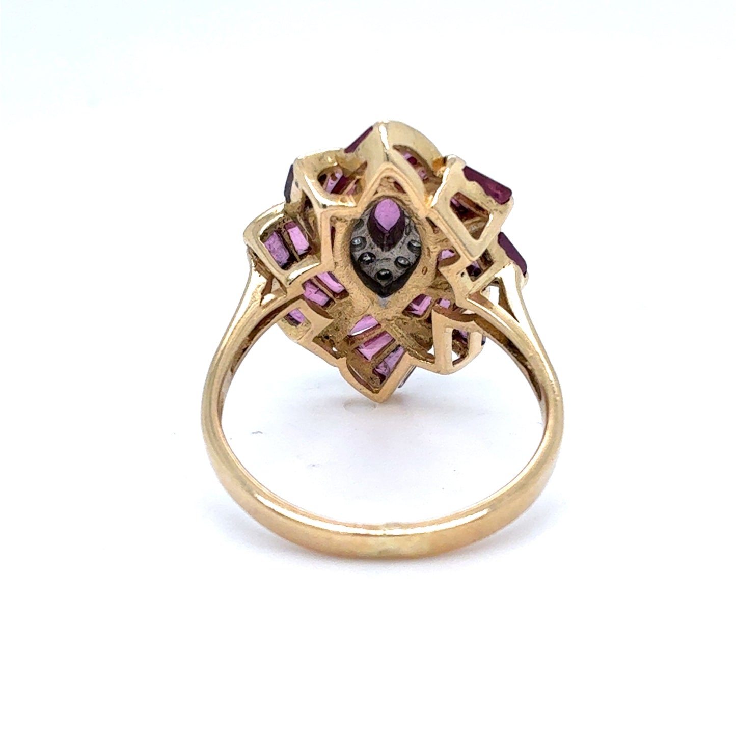 14K Yellow Gold Natural Ruby Starburst Fashion Ring | Marquise & Baguette 1.10 TCW, Size 7