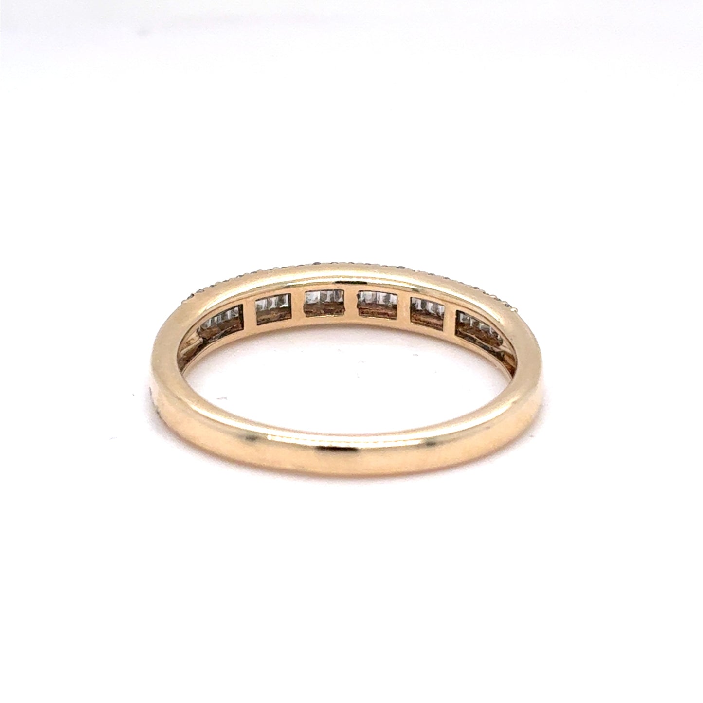 10K Yellow Gold Three-Row Diamond Band | Baguette & Single Cut 0.24 TCW, I-J I1, Size 7